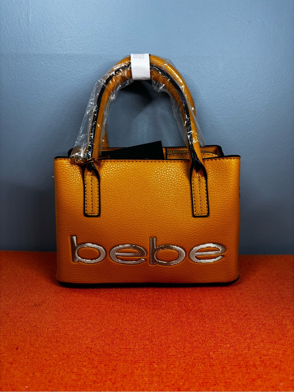 bebe Mustard Mini Tote Bag with Logo - Picture 2 of 9